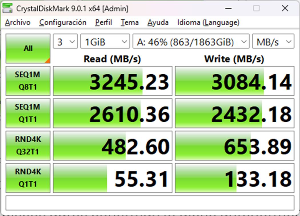 Segundo resultado de CrystalDiskMark