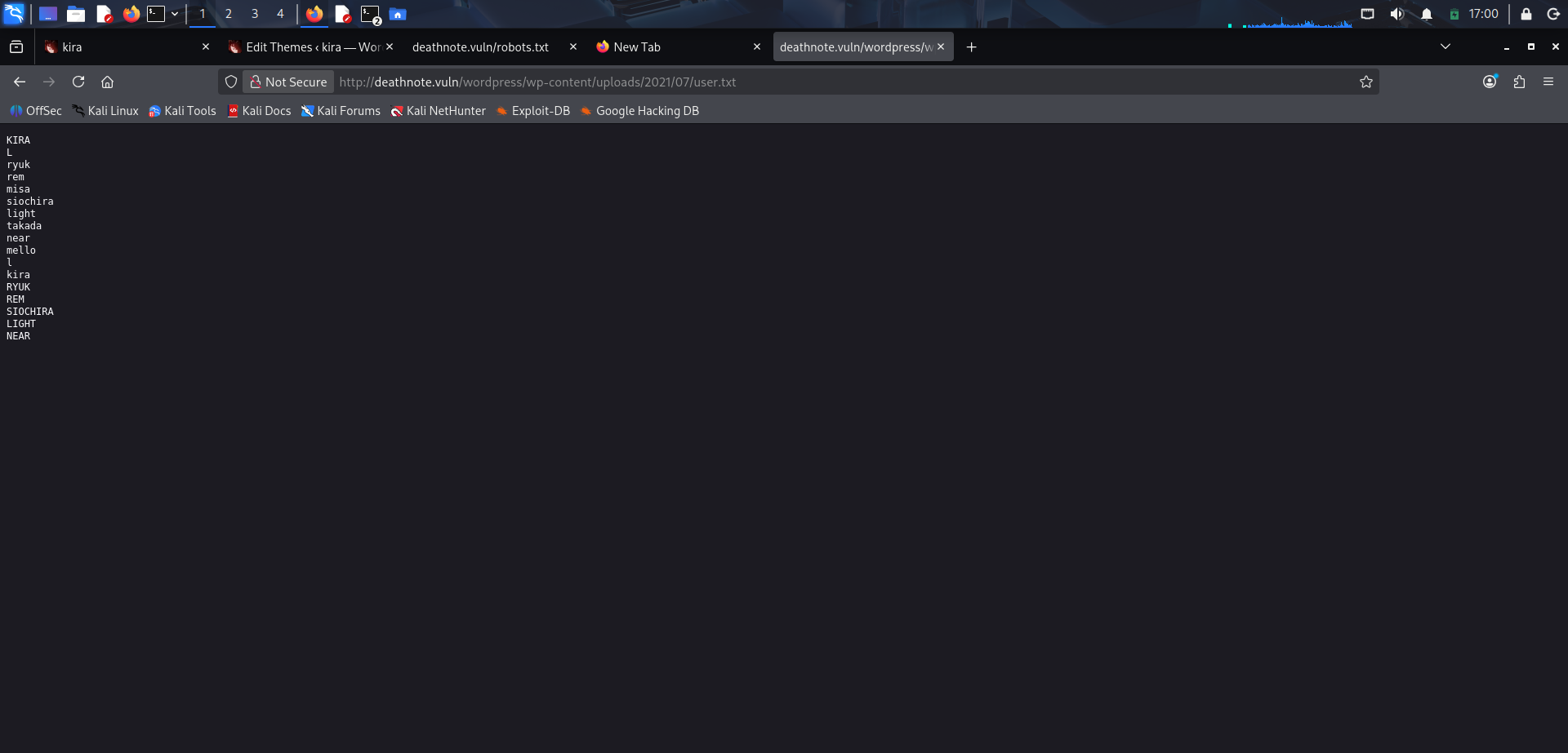 Contenido de user.txt en Deathnote