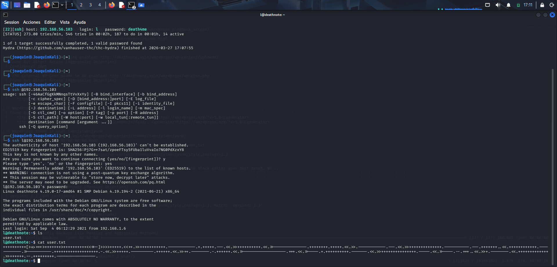 Acceso inicial por SSH y lectura de user.txt