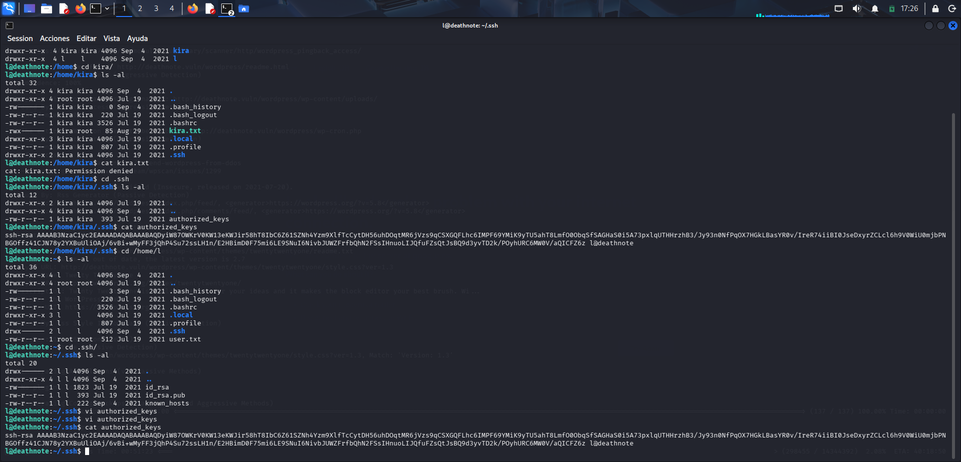 Visualización de authorized_keys del usuario l