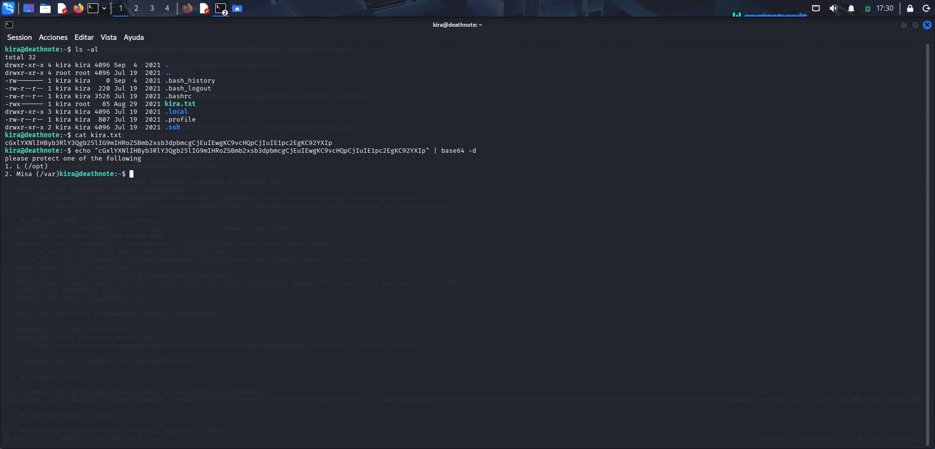Lectura de kira.txt y decodificación en Base64