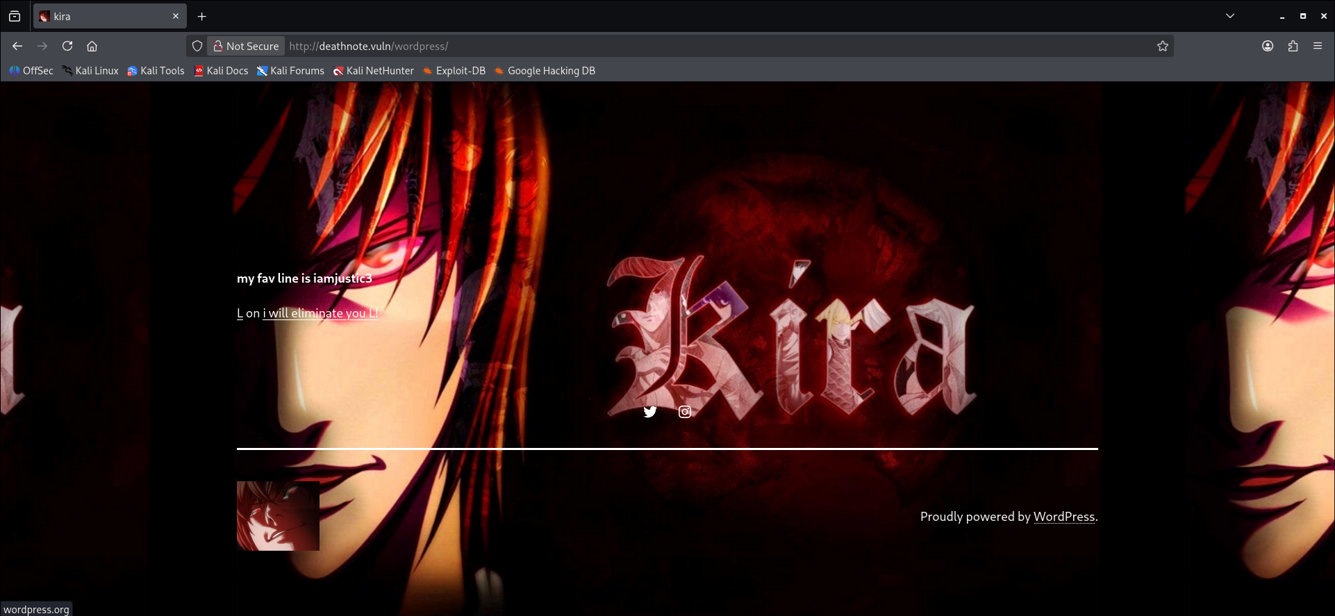 Pista visible con la cadena iamjustic3 en la web
