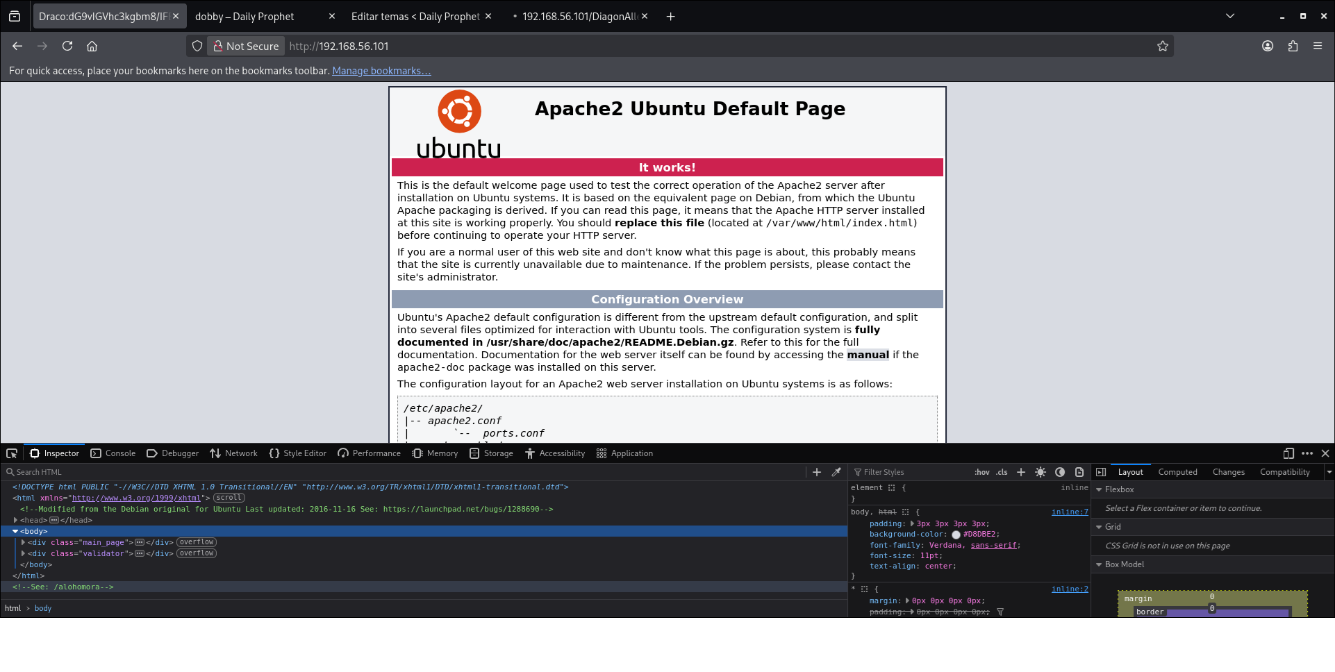 Inspección del código fuente y hallazgo de la ruta alohomora