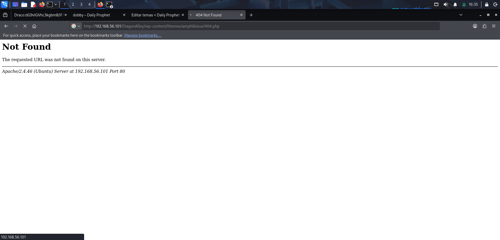 Verificación del acceso directo al archivo 404.php del tema
