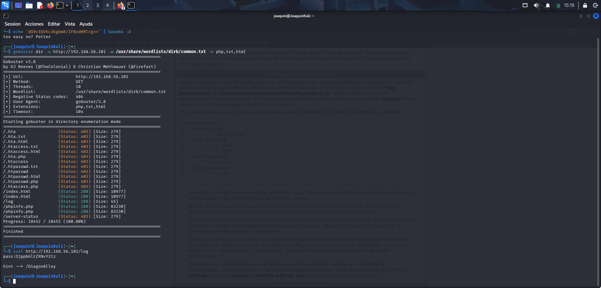 Enumeración de contenido web con Gobuster en Dobby