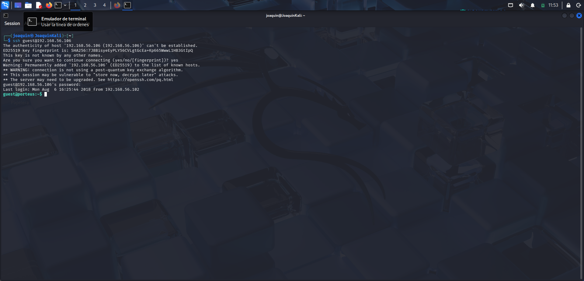 Inicio de sesión remoto por SSH con el usuario guest