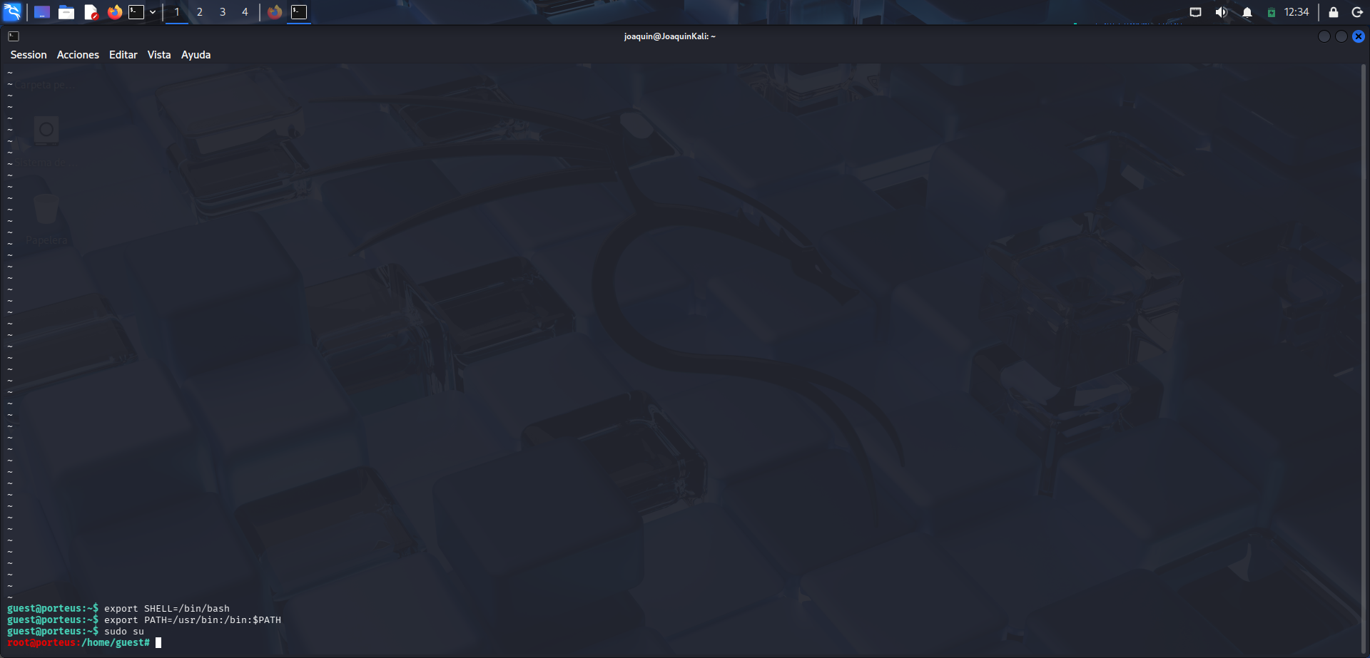 Restauración de variables de entorno y obtención de una shell como root