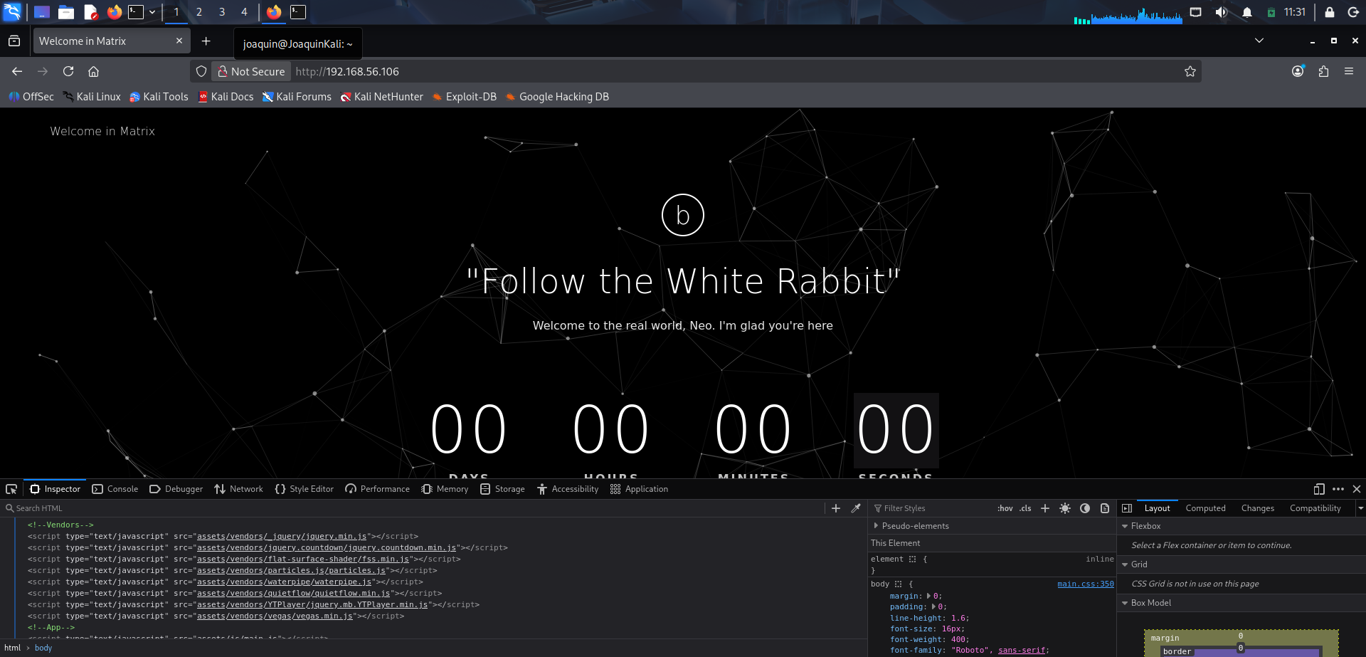 Análisis del código fuente de la web principal