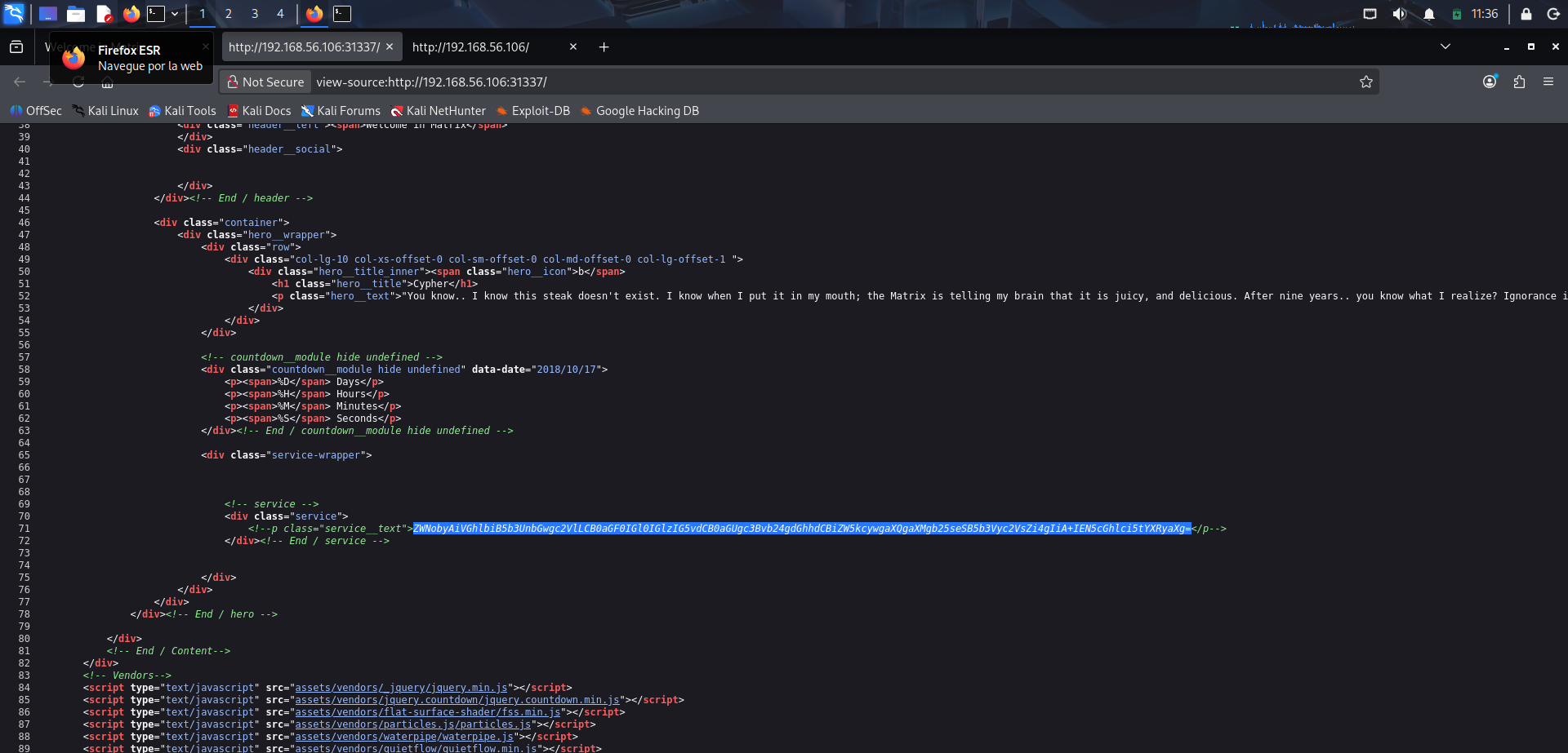 Identificación de una cadena codificada en el código fuente