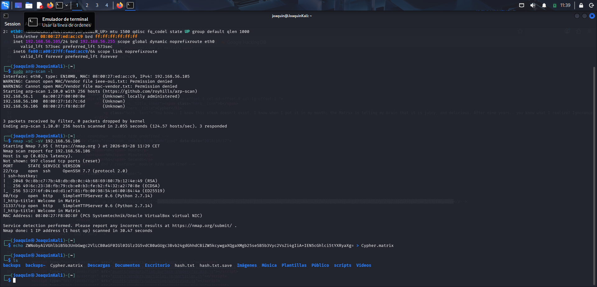 Guardado de la cadena codificada en un archivo para su análisis