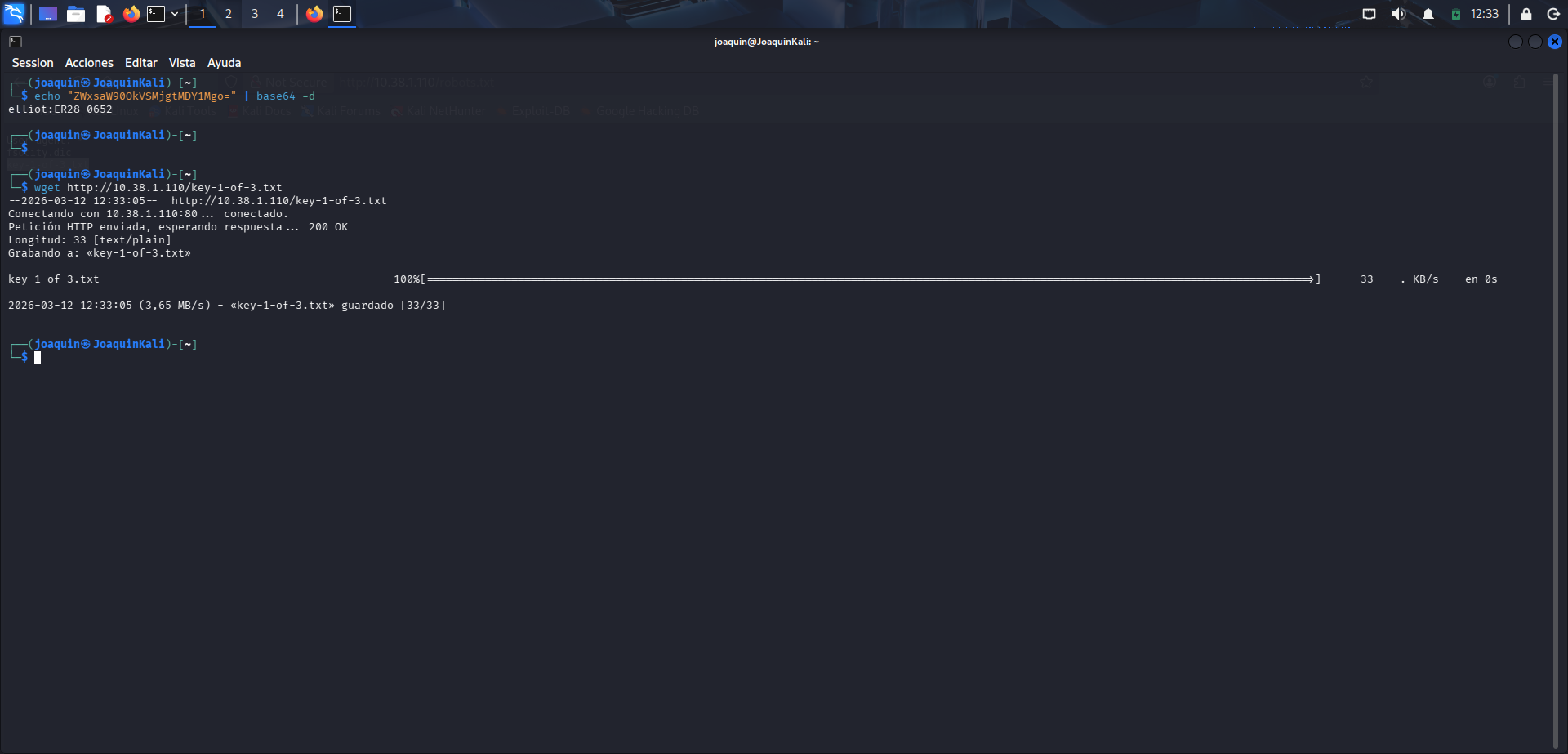 Descarga de la primera clave con wget