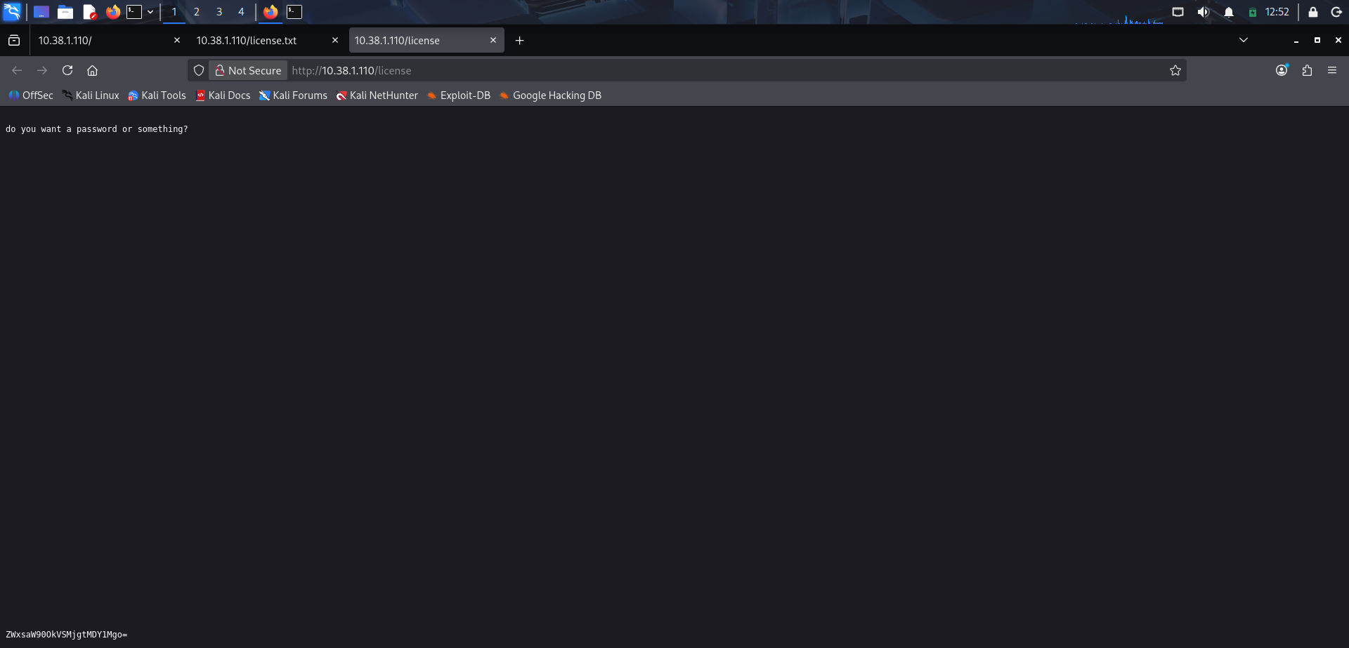 Ruta license con cadena codificada