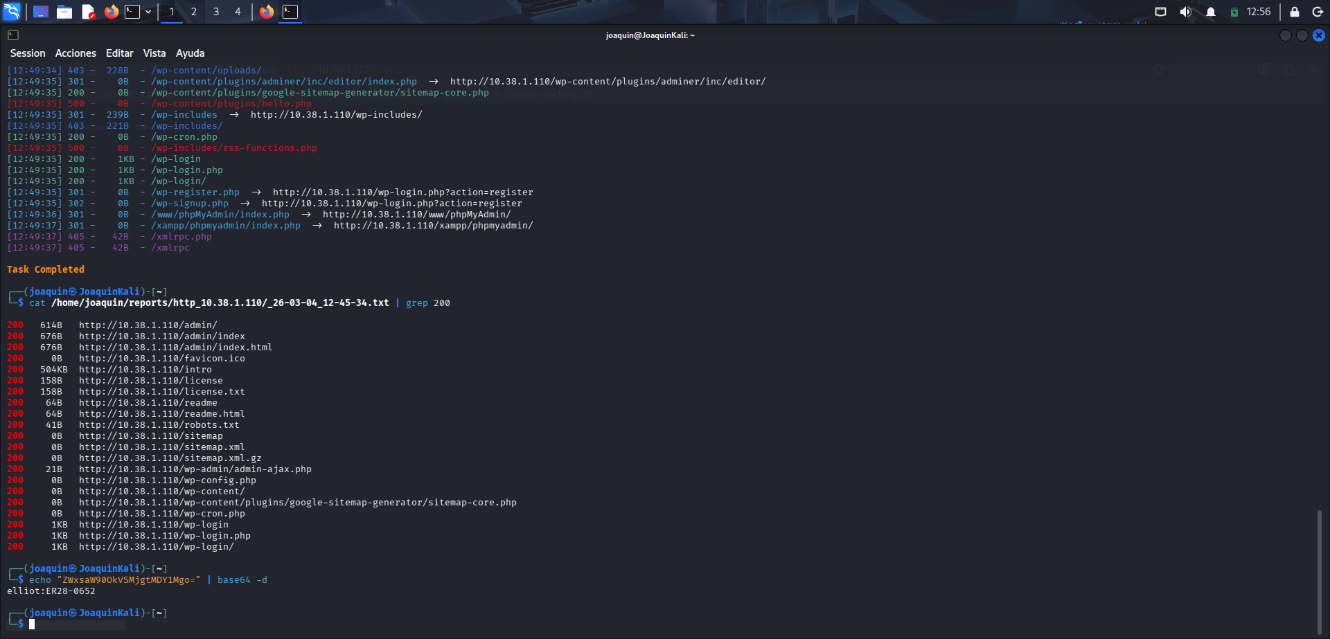 Decodificación Base64 de las credenciales
