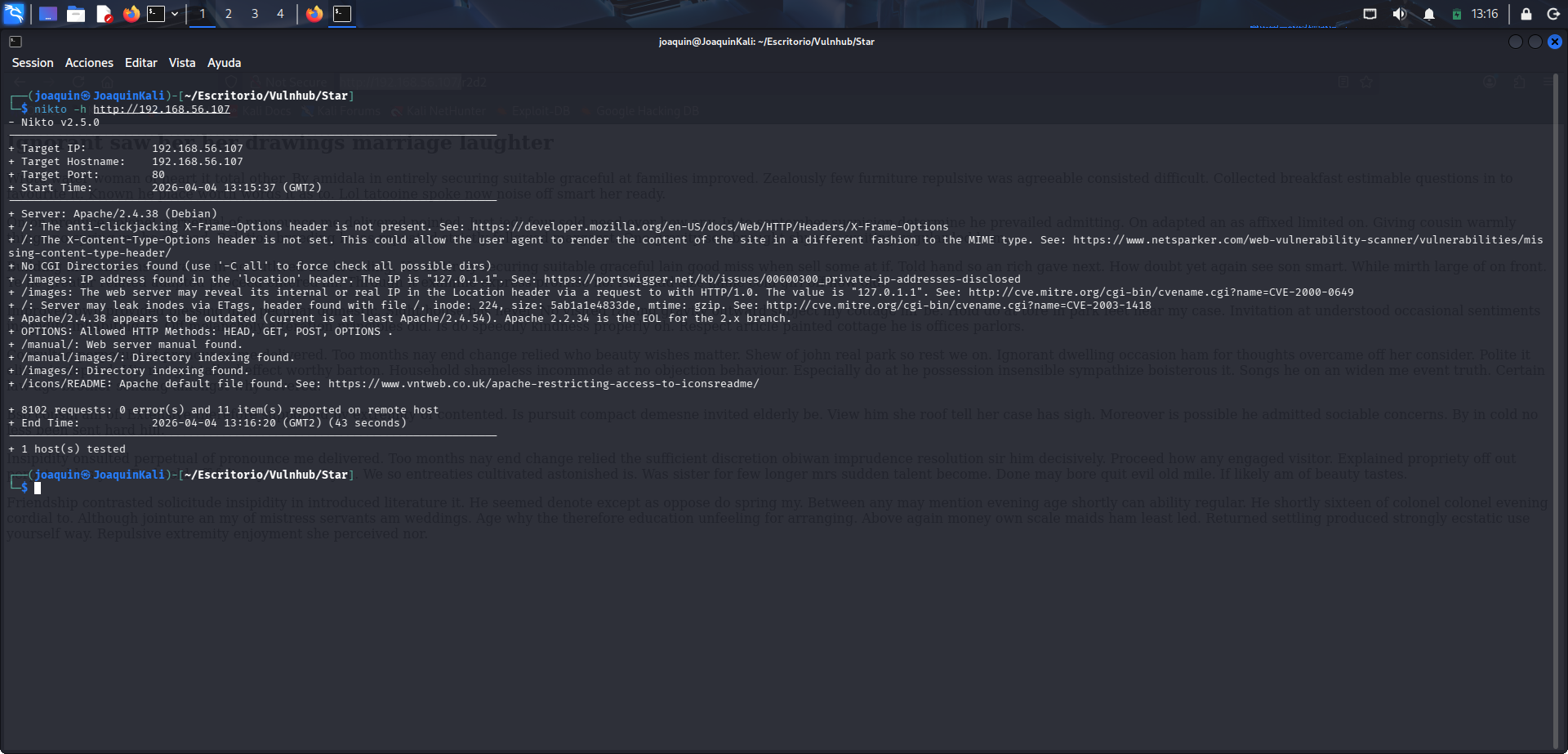 Escaneo del servidor con Nikto