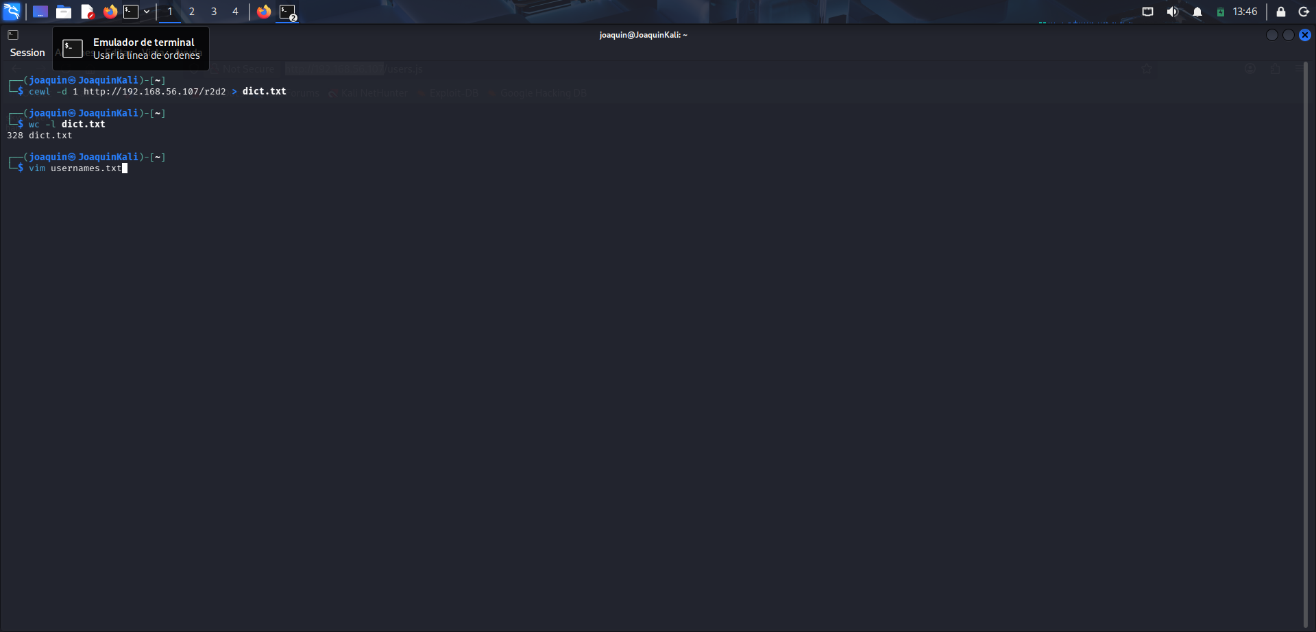 Generación de diccionario con CeWL