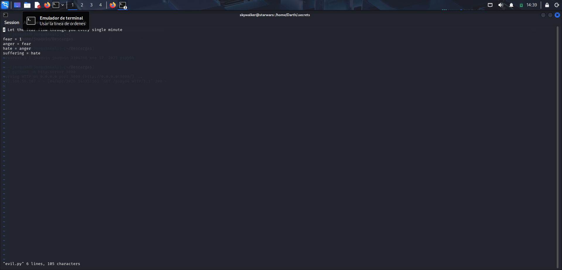 Contenido original de evil.py en vi