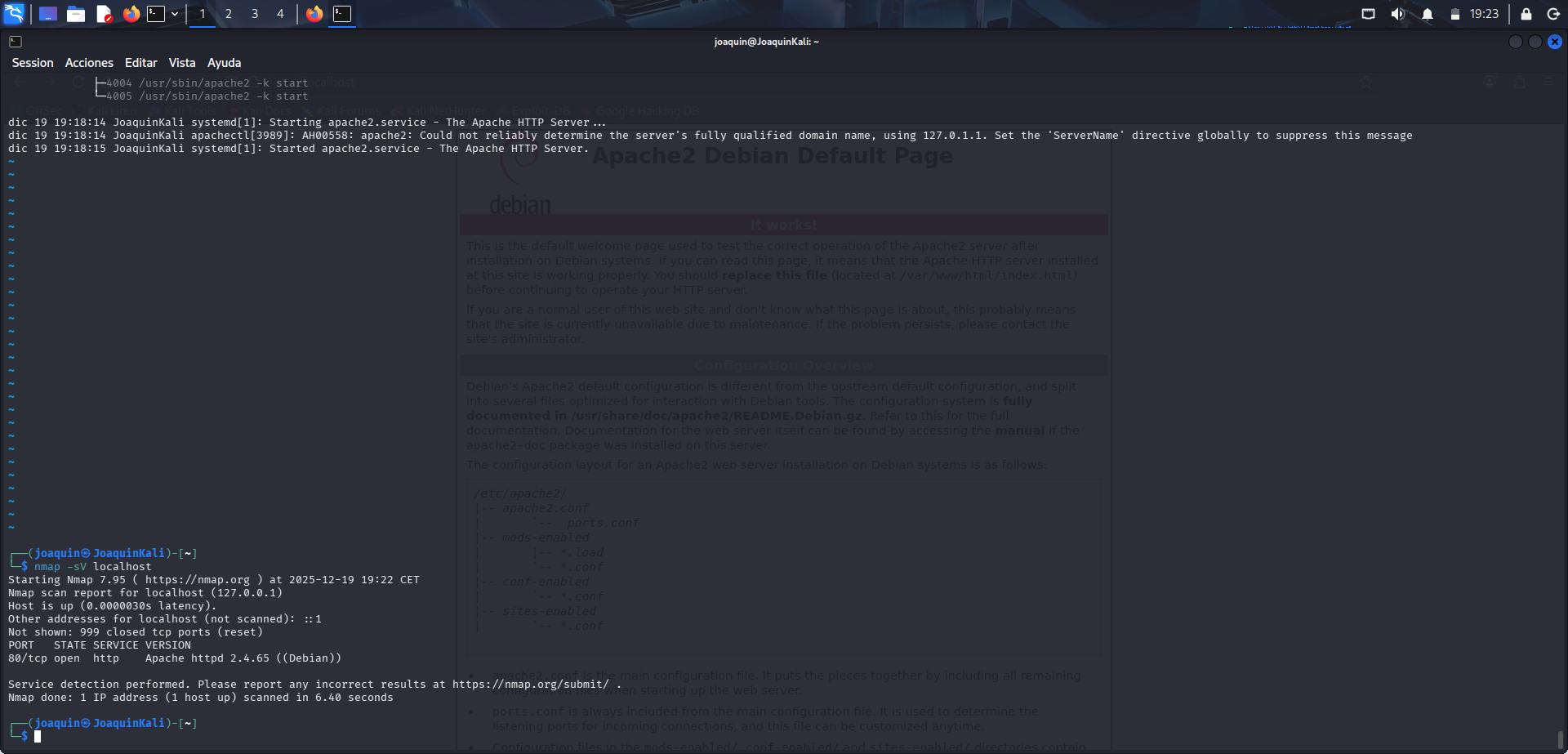 Detección de Apache con nmap sobre localhost